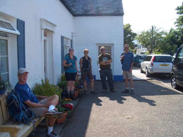 Part of our REI hiking group in front of Ladysmith Hotel in Ullapool