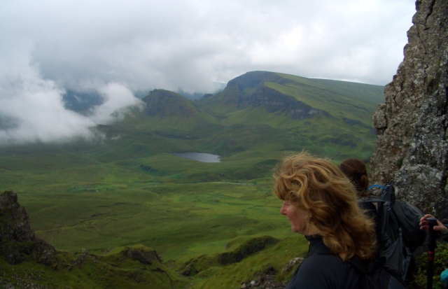 Our lovely red-headed Scottish guide and lass, Angela, looking out over her beloved Scottish landscape