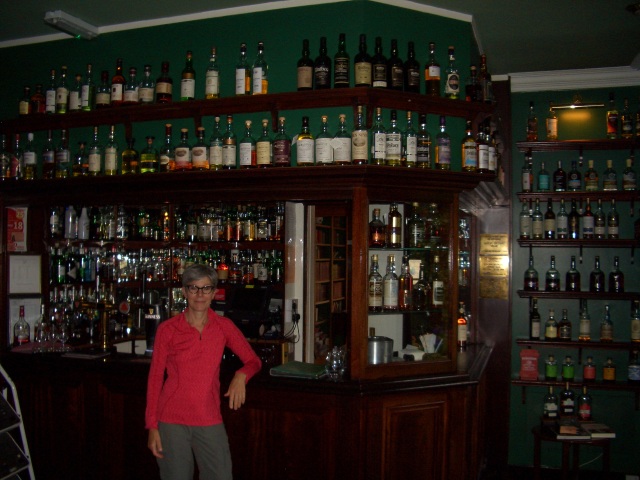Sandra at the Quaich Bar at the Craigellachie Hotel at Speyside 